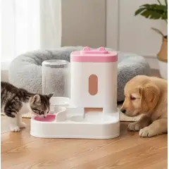 GENERICO - Dispensador de agua y comida 2 en 1 Orej - Rosa