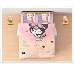 GENERICO - Juego de sabanas tamaño QUEEN Rosado con caricatura COD 243