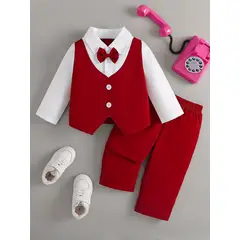 GENERICO - TRAJE TERNO NIÑO BEBE -PANTALON + CAMISA CHALEQUERA + CORBATA MICHI