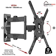 GENERICO - Rack Soporte Móvil Articulado doble brazo para TV de 32 a 60 pulgadas