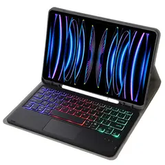 RENVMEXY - Funda cteclado Bluetooth desmontable para iPad Pro 11 2018-2022 y Air 45, touchpad y luz