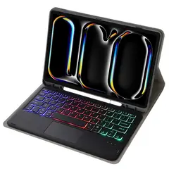 RENVMEXY - Funda cteclado Bluetooth desmontable para iPad Pro 11 2024, touchpad y luz