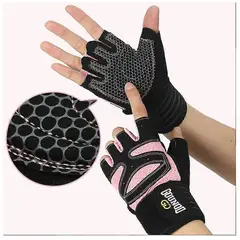 GENERICO - Guantes Mesh para Pesas gym con Muñequera Talla S Rosado