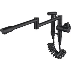 PUREPOWER - Grifo de Cocina y bano giratorio de 360 grados plegable para soporte de pared con Pistola rociadora