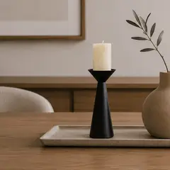 LAR DANIELSEN - Portavelas de metal negro de forma cónica -17 cm
