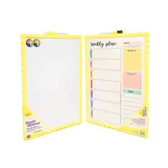 GENERICO - Pizarra acrílica imantada amarilla con planner