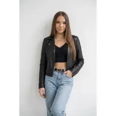 GENERICO - CASACA CASUAL BIKER SIN CORREA PARA MUJER