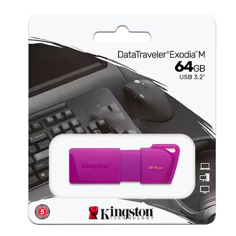 Memoria usb 3.2 DataTraveler Exodia M de 64GB - Gen 1 (Tipo-A) Neon Purple-Color Morado