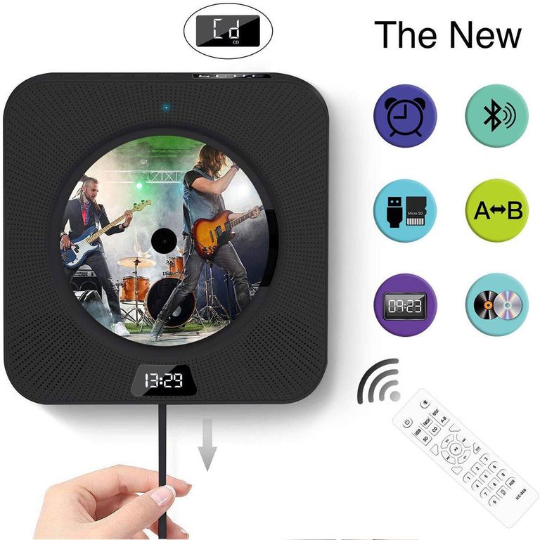Reproductor LED de CD portátil con Bluetooth para montar en la pared para el hogar