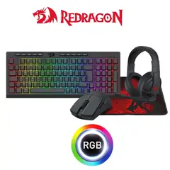 REDRAGON - Combo S147-SP 4 en 1: Teclado, Mouse, Audífonos y Pad