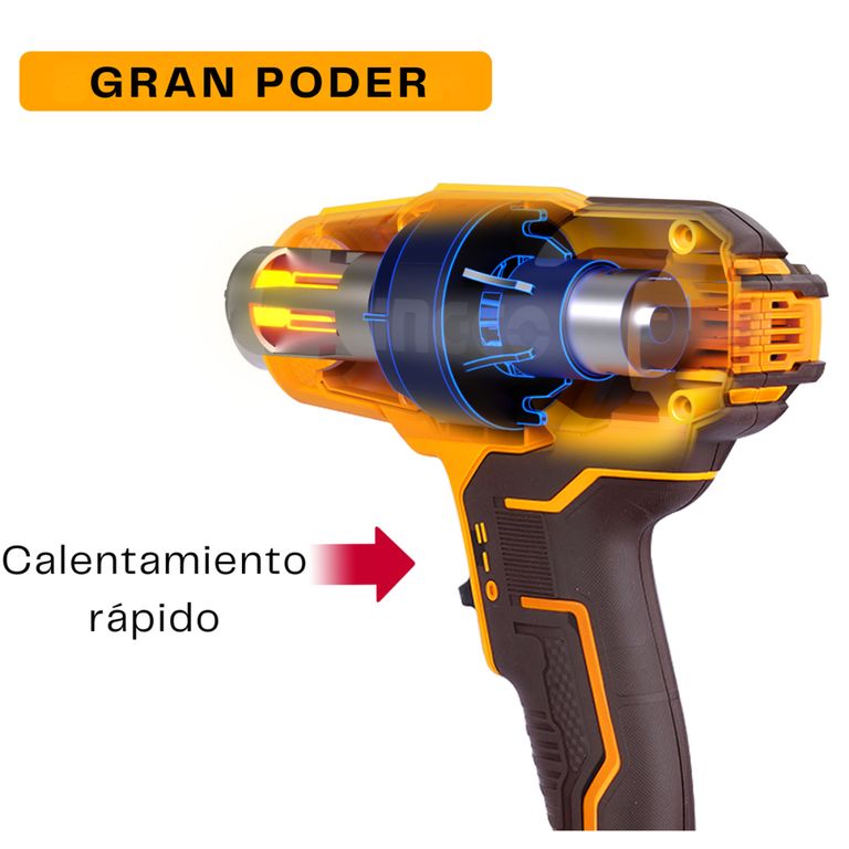 Pistola De Calor A Bateria 20v + Bateria 4 Ah+ Cargador Color Naranja Claro