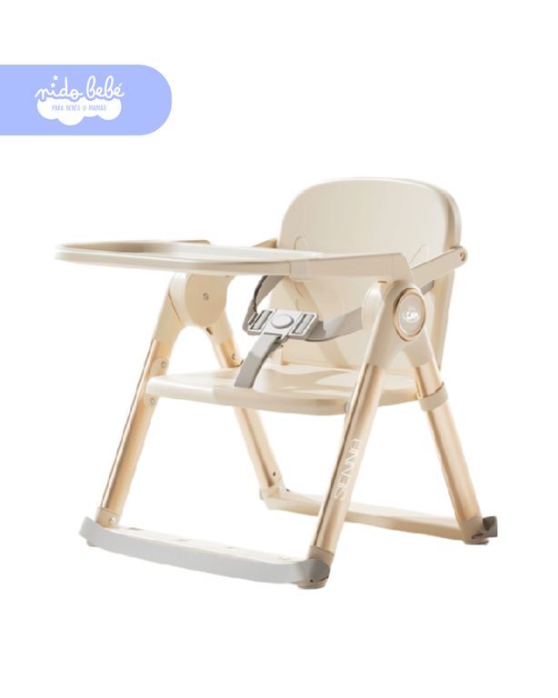 Silla de Comer Portátil Plegable Siena para Bebé con Doble Bandeja y Cinturón de Seguridad DELUXE