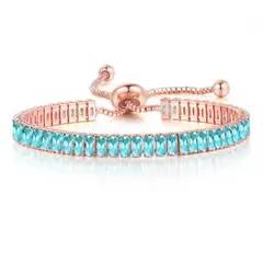 LA TIENDA 88 JOYAS Y ACCESORIOS - La Tienda 88 - Pulsera Brazalete Mujer Bañado en Oro de 18k - Celeste