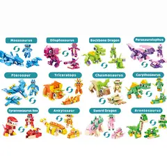 DANWEILE - Mini juguete de bloques de construcción 12 en 1 Dinosaurio de triple cambio