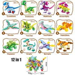 DANWEILE - Mini juguete de bloques de construcción 12 en 1 Triceratops