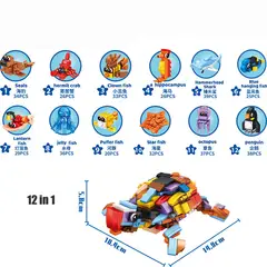 DANWEILE - Mini juguete de bloques de construcción 12 en 1 tortuga marina