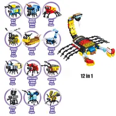 DANWEILE - Mini juguete de bloques de construcción 12 en 1 escorpión