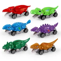 DANWEILE - Paquete 6 coches dinosaurios coche juguete Push and Go