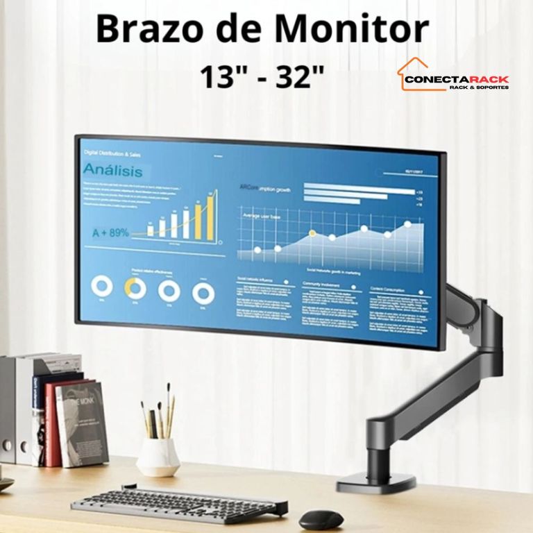 SOPORTE DE MONITOR ERGONOMIA BRAZO ARTICULADO DE MESA 13 A 32 PULGADAS