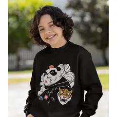 GENERICO - Poleras niño franelado negro Panda