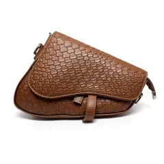 OEM - Bolso De Mano Textura Cocodrillo Marrón