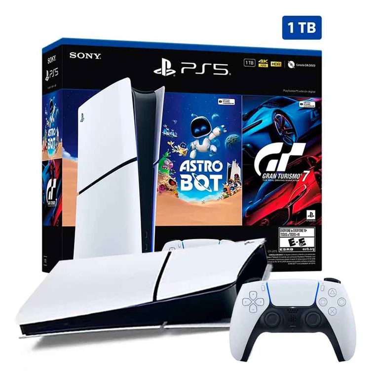Consola PS5 Slim Digital con Gran Turismo 7 y Astrobot 1TB PlayStation 5 HDR
