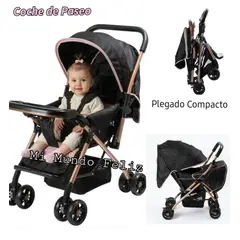 EBABY - Coche para Bebe Reclinable Mango Reversible Rosa