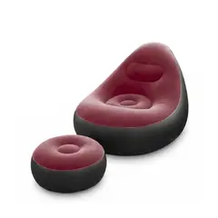 GENERICO - Sillón Puff con Posa Pies de 2 piezas Rojo