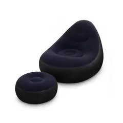 GENERICO - Sillón Puff con Posa Pies de 2 piezas Morado