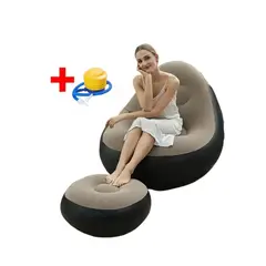 GENERICO - Sillón Puff con Posa Pies de 2 piezas Beige