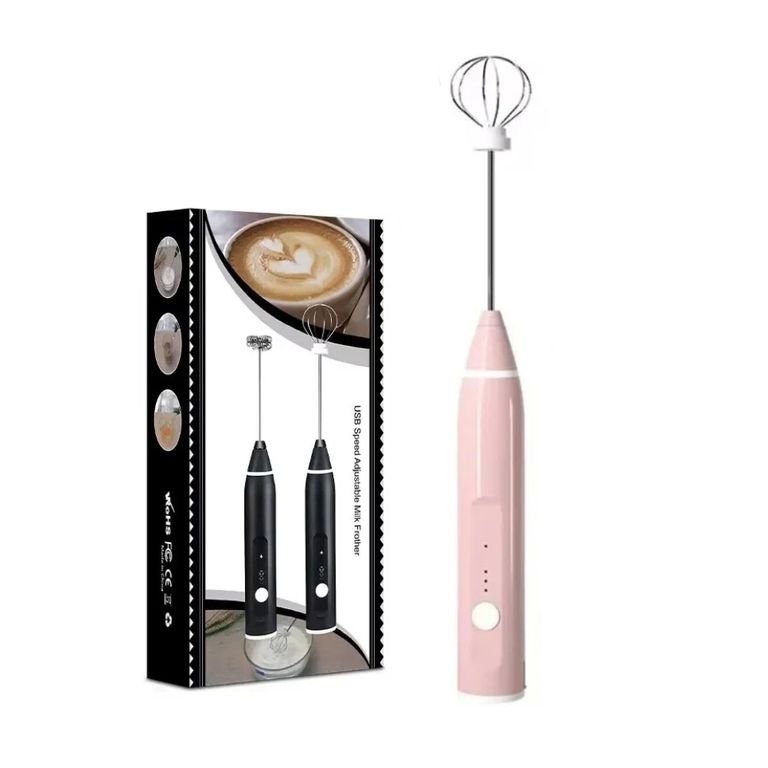 Mini Batidora Eléctrica Manual de Dos Cabezas Rosado