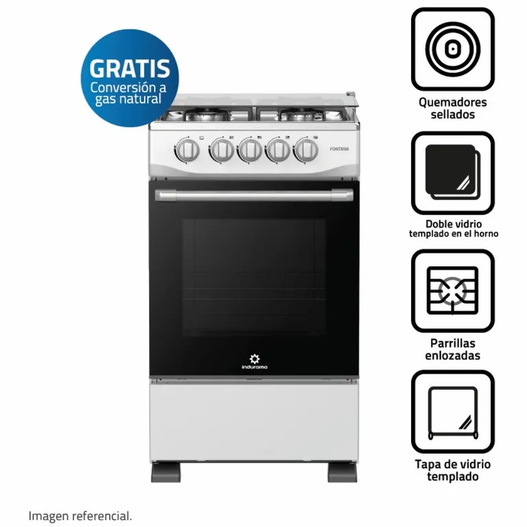 Cocina 4 Quemadores 85CM Fontana Gris