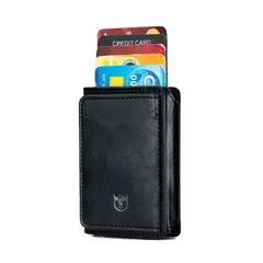 BULLCAPTAIN - - Tarjetero de Cuero Mate KB-464-BK Negro