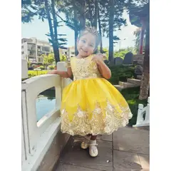 BANNITAS - VESTIDO DE FIESTA PARA NIÑAS PRINCESA AMARILLO T18M