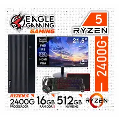 AMD - Computadora PC GAMER RYZEN 5 2400G RAM 16GB SSD 512GB Monitor 22" + KIT