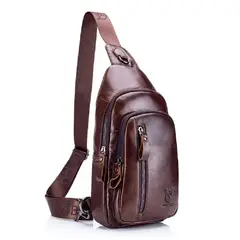 BULLCAPTAIN - - Mochila Cruzada de Cuero Mate XB-100A-CF Café