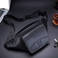 BULLCAPTAIN - - Riñonera de Cuero Mate YB-002-BK Negro