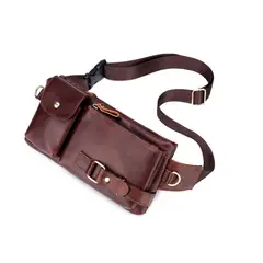 BULLCAPTAIN - - Cangurera de Cuero Mate YB-020-BR Marrón