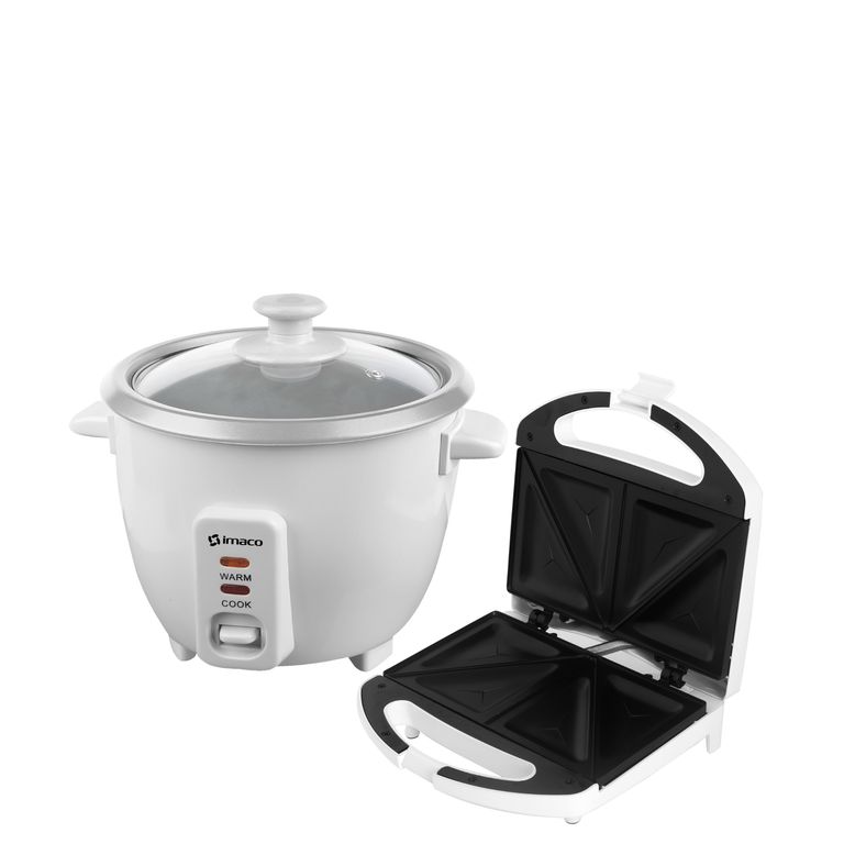 Combo olla arrocera RC006 0.6lts + sandwichera panes 750w IST101