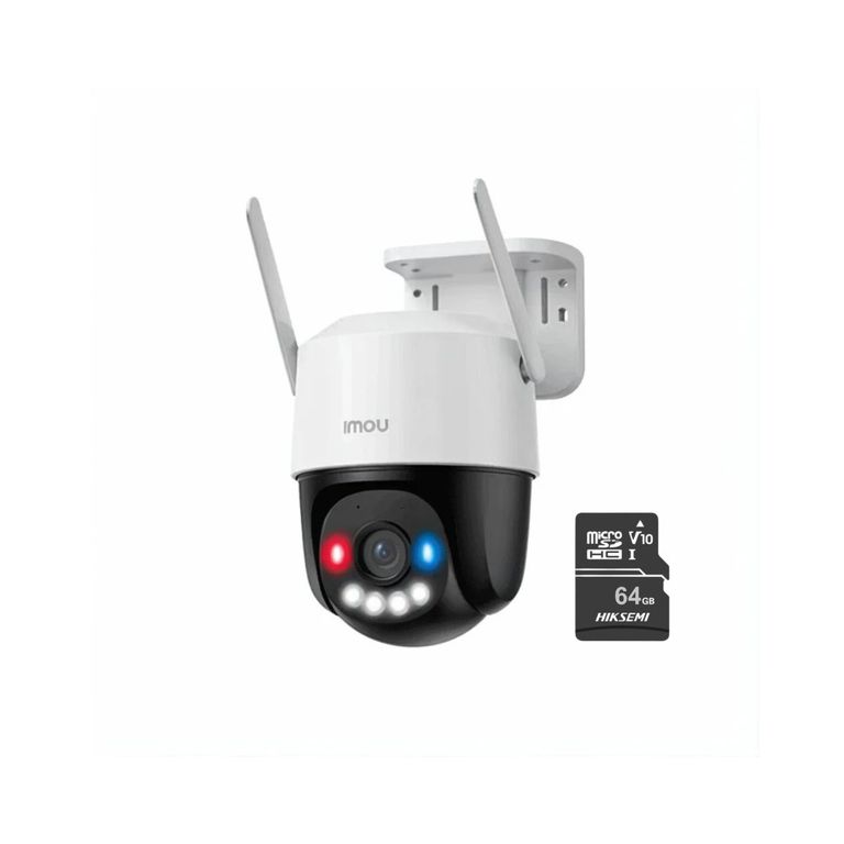 Cámara Seguridad Exterior Wifi Cruiser SC 2K + Micro SD 64GB 360° Sirena Luz Roja Azul