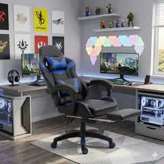 XION - Silla Gamer Ergonómica Nova-X Cojines Ajustables, Reclinación 135° y Reposapiés Azul