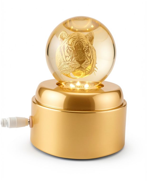 Lámpara De Cristal Giratorio Diseño Tigre