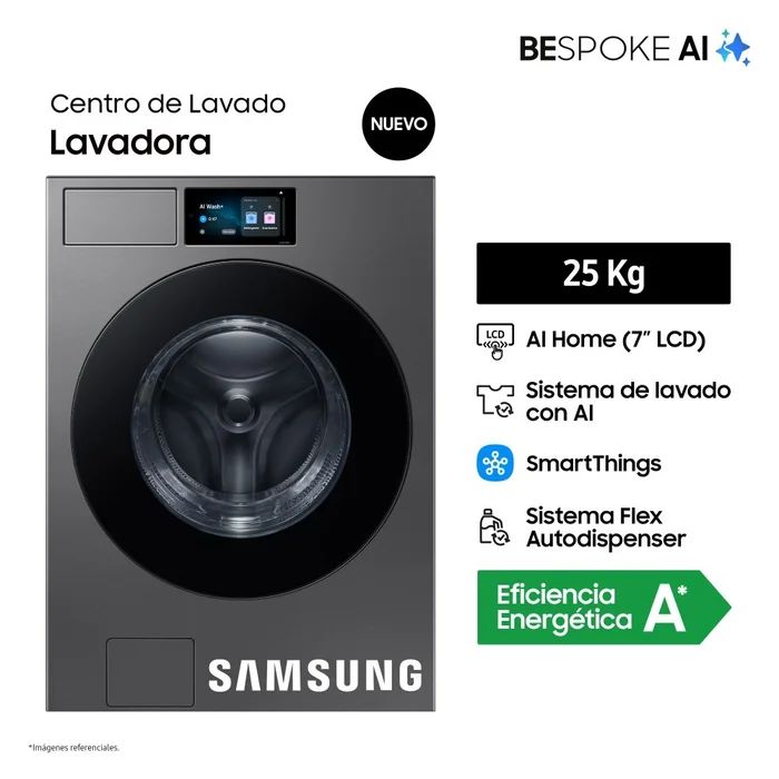 Lavadora 25KG Bespoke AI WF90F25ADSPE Acero Oscuro