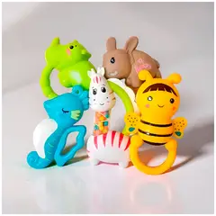 GENERICO - Set de Sonajas en Bolsita de 5 Piezas de Animalitos para Bebés