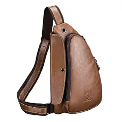 BULLCAPTAIN - - Mochila Cruzada de Cuero Mate XB-125-BR Marrón