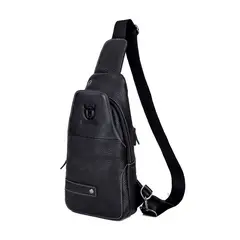 BULLCAPTAIN - - Mochila cruzada de Cuero Mate XB-087-BK Negro