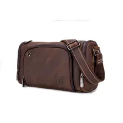 BULLCAPTAIN - - Morral de Cuero Mate DJB01-H-CF Café