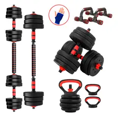 HOLGU - Set de Pesas 20KG Convertible + Push up + Guantes de regalo