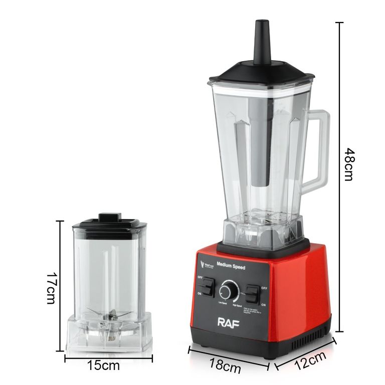 Licuadora Eléctrica 2 en 1 RAF 2400W 2.5L con Picadora Cuchillas Acero Inoxidable
