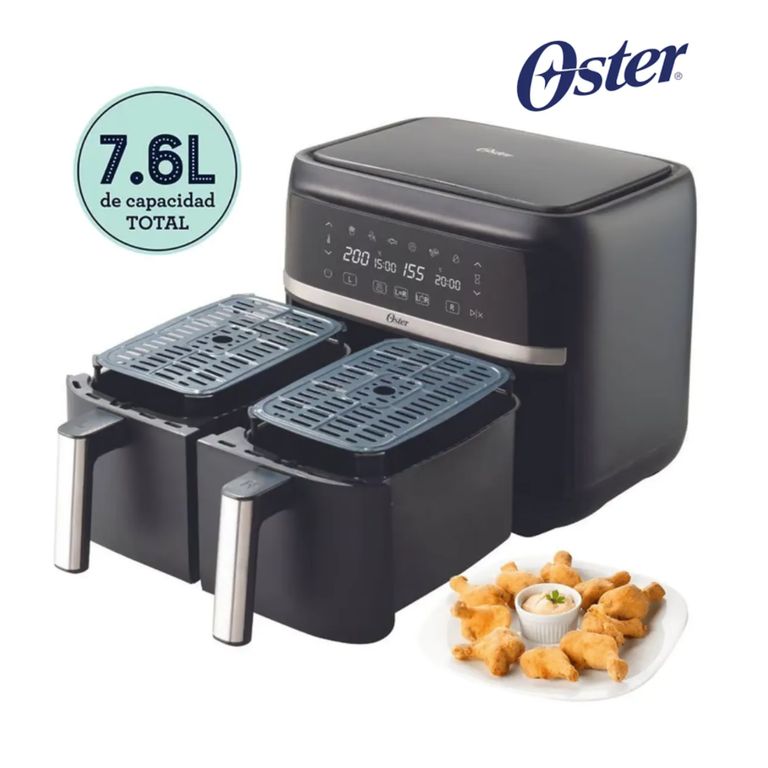 Freidora de Aire dual Oster® de 7,6L con Recubrimiento DiamondForce